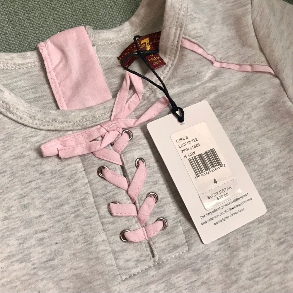 ⛔️SOLD⛔️ 7 For All Mankind Girl’s Lace Up Tee